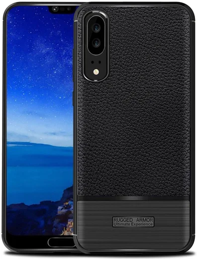 Huawei P20 Rugged Armor Geborsteld TPU Hoesje Zwart afbeelding 1