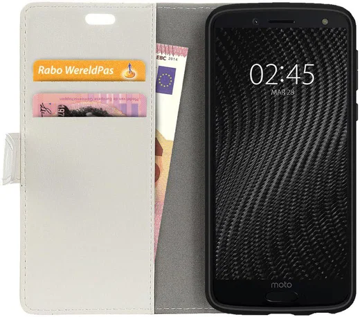 Motorola Moto G6 Plus Hoesje met Kaarthouder Wit afbeelding 1
