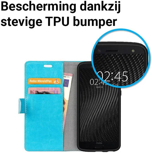 Motorola Moto G6 Plus Hoesje met Kaarthouder Blauw afbeelding 3