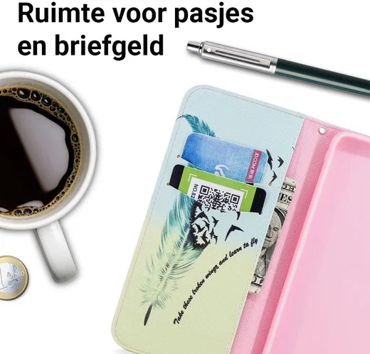 Huawei P20 Portemonnee Hoesje met Veer Print afbeelding 3