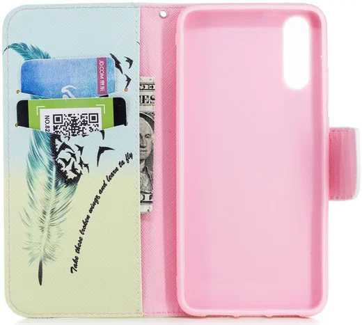 Huawei P20 Portemonnee Hoesje met Veer Print afbeelding 11