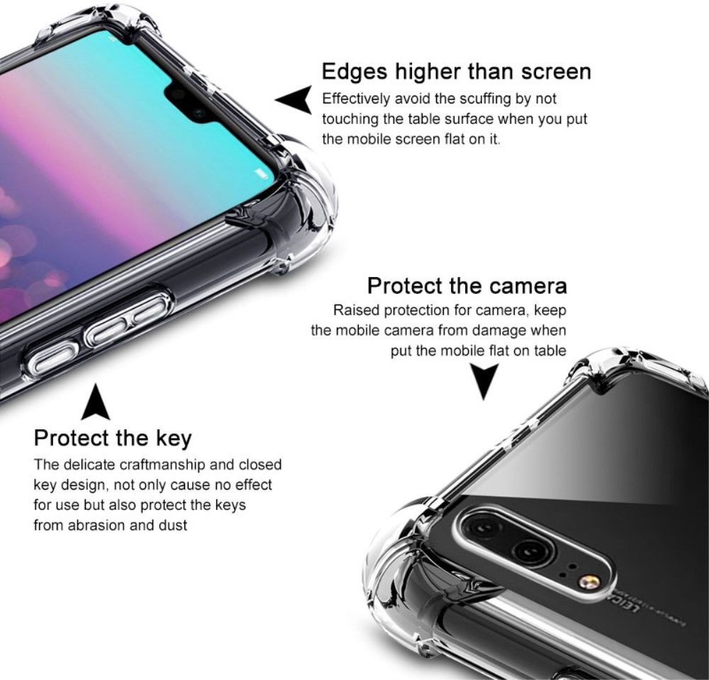 IMAK Huawei P20 Hoesje TPU met Screenprotector Transparant afbeelding 4