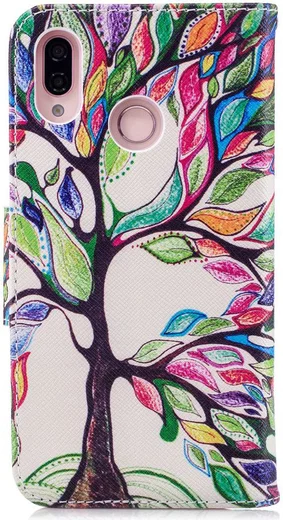 Huawei P20 Lite Portemonnee Hoesje met Tree Print afbeelding 7