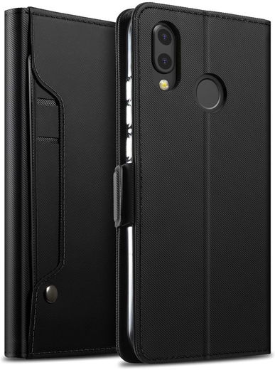 Huawei P20 Lite Luxe Portemonnee Hoesje Met Kaarthouder Zwart afbeelding 1