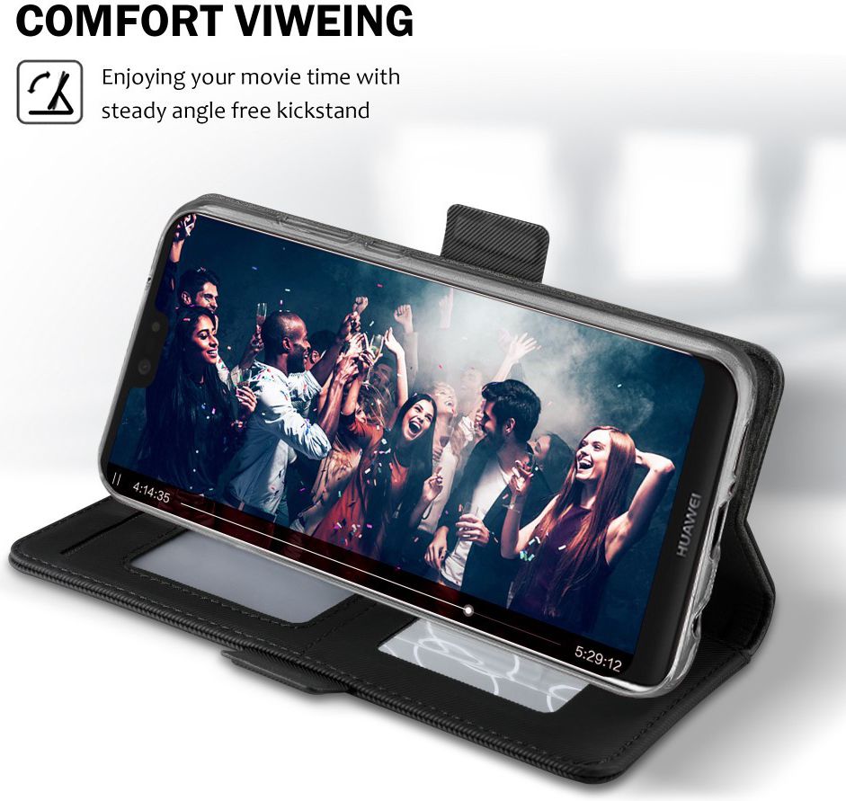 Huawei P20 Lite Luxe Portemonnee Hoesje Met Kaarthouder Zwart afbeelding 4