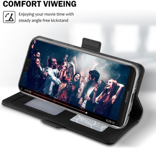 Huawei P20 Lite Luxe Portemonnee Hoesje Met Kaarthouder Zwart afbeelding 4