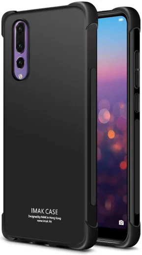 IMAK Huawei P20 Pro Hoesje TPU met Screenprotector Metaal Zwart afbeelding 1