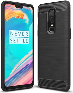 OnePlus 6 Geborsteld TPU Hoesje Zwart