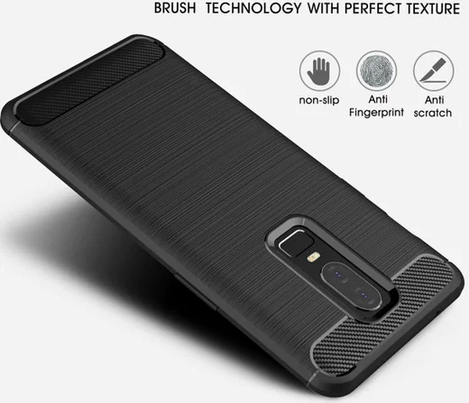 OnePlus 6 Geborsteld TPU Hoesje Zwart afbeelding 4