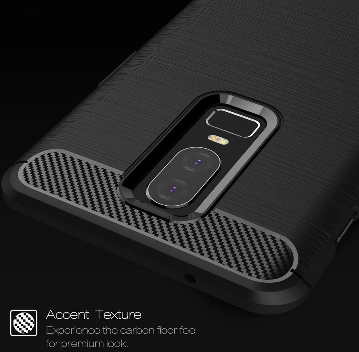 OnePlus 6 Geborsteld TPU Hoesje Zwart afbeelding 5