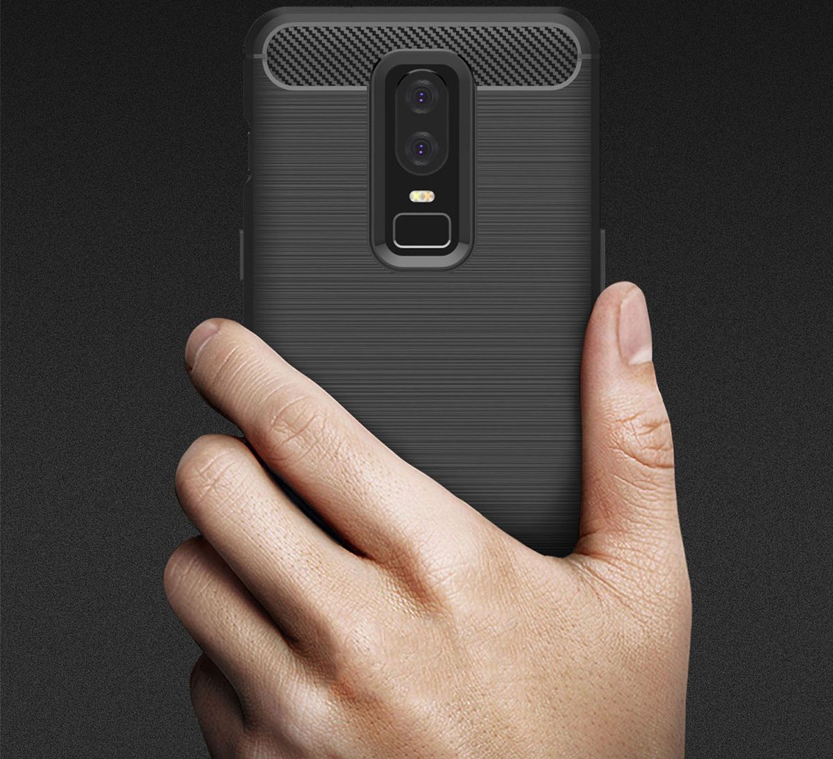 OnePlus 6 Geborsteld TPU Hoesje Zwart afbeelding 9