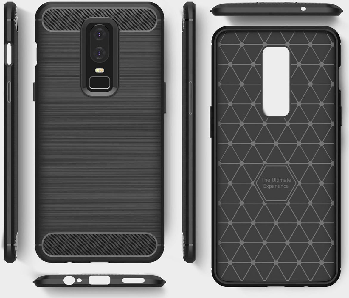 OnePlus 6 Geborsteld TPU Hoesje Zwart afbeelding 10