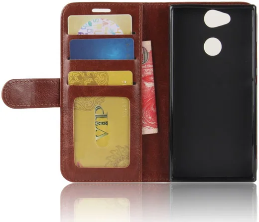 Sony Xperia XA2 Lederen Portemonnee Hoesje Bruin afbeelding 3