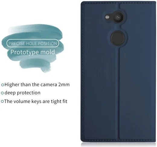 Sony Xperia L2 Flip Hoesje met Kaart Houder Donker blauw afbeelding 3