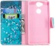Sony Xperia XA2 Lederen Portemonnee Hoesje met Pink Flowers Print afbeelding 2