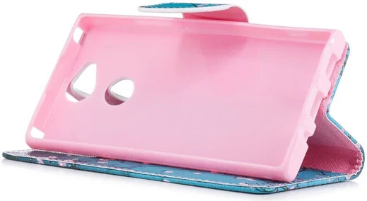 Sony Xperia XA2 Lederen Portemonnee Hoesje met Pink Flowers Print afbeelding 4