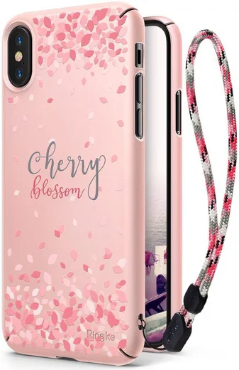 Ringke Design Slim Apple iPhone X Cherry Blossom Peach Pink afbeelding 1