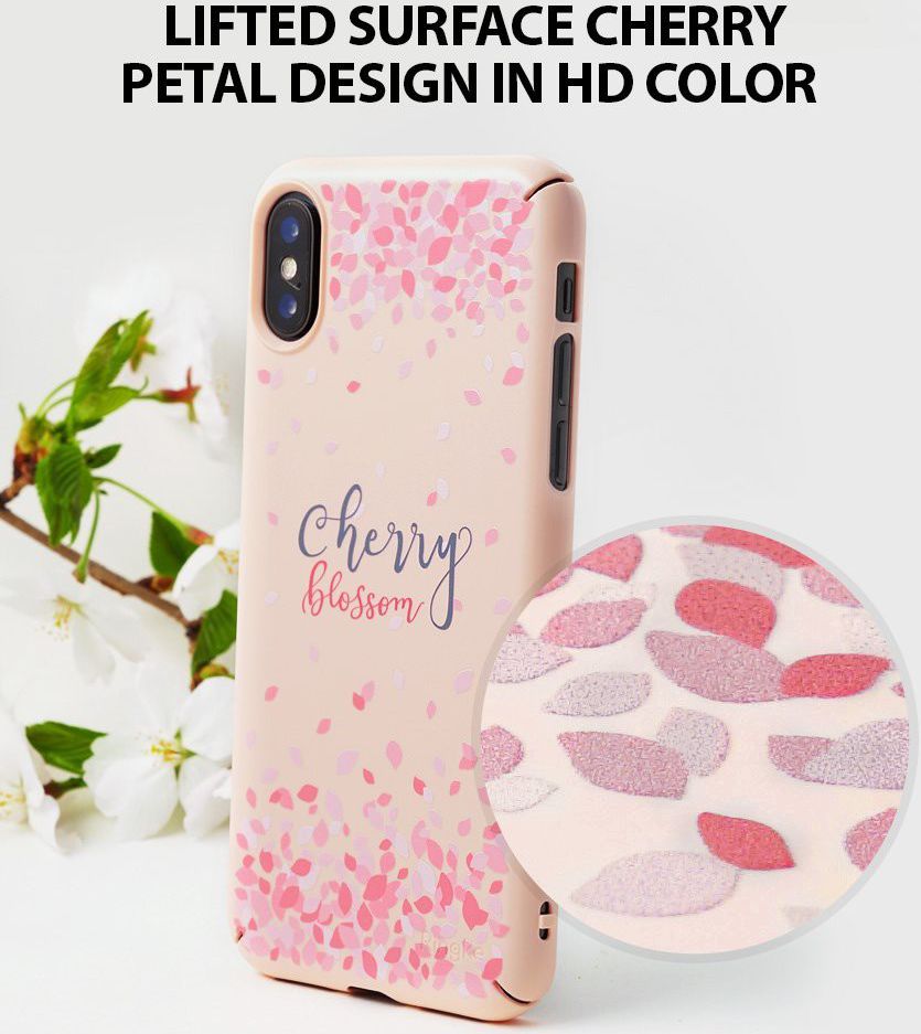 Ringke Design Slim Apple iPhone X Cherry Blossom Peach Pink afbeelding 6