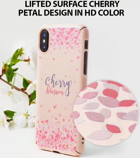 Ringke Design Slim Apple iPhone X Cherry Blossom Peach Pink afbeelding 6