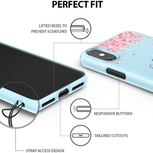 Ringke Design Slim Apple iPhone X Cherry Blossom Sky Blue afbeelding 2