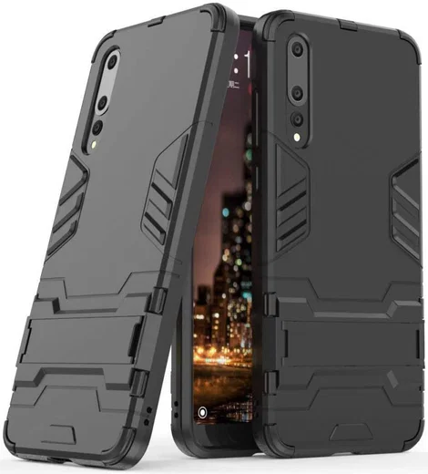Hybride Huawei P20 Hoesje met Stand Zwart afbeelding 1