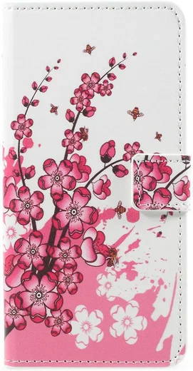 Samsung Galaxy A8 2018 Wallet Case Hoesje met Print bloesems afbeelding 1