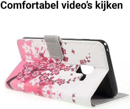 Samsung Galaxy A8 2018 Wallet Case Hoesje met Print bloesems afbeelding 6