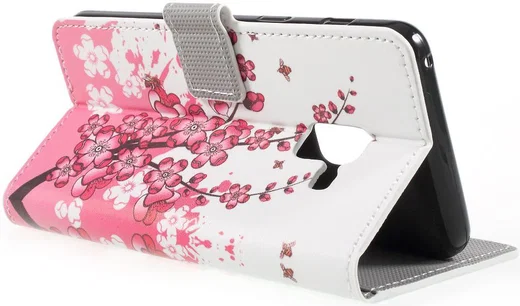 Samsung Galaxy A8 2018 Wallet Case Hoesje met Print bloesems afbeelding 9