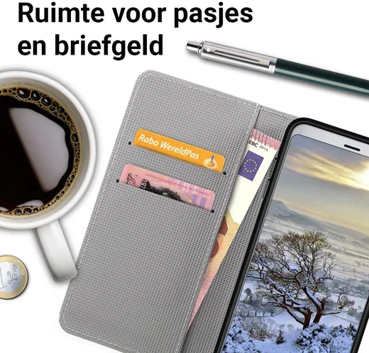Samsung Galaxy A8 2018 Wallet Case Hoesje met print vlinder afbeelding 4