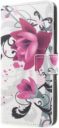 Samsung Galaxy A8 2018 Wallet Case Hoesje met print lotus afbeelding 7