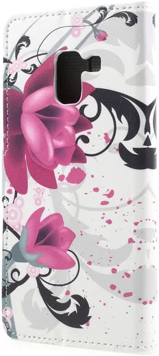 Samsung Galaxy A8 2018 Wallet Case Hoesje met print lotus afbeelding 8