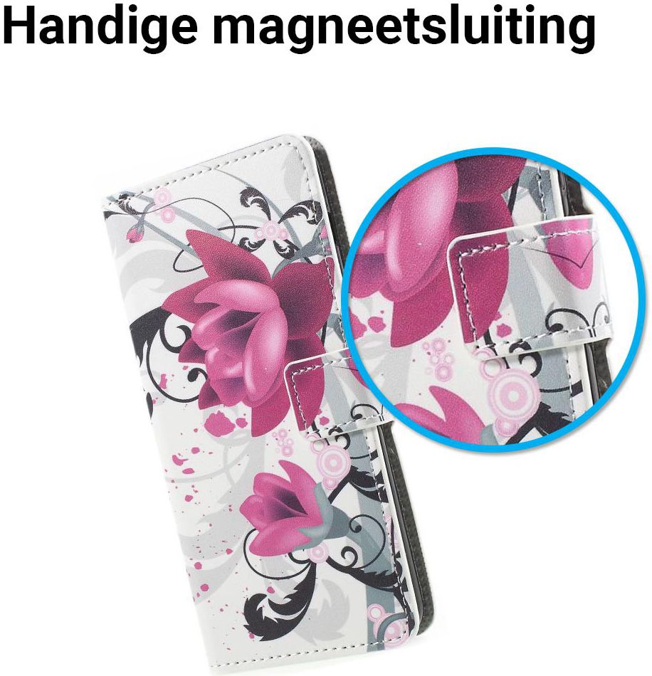 Samsung Galaxy A8 2018 Wallet Case Hoesje met print lotus afbeelding 3