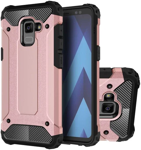 Samsung Galaxy A8 (2018) Hybride Hoesje Rose Goud afbeelding 2