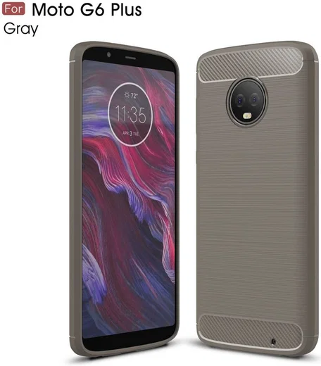 Motorola Moto G6 Plus Geborsteld TPU Hoesje Grijs afbeelding 4