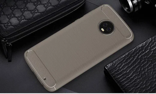 Motorola Moto G6 Plus Geborsteld TPU Hoesje Grijs afbeelding 2
