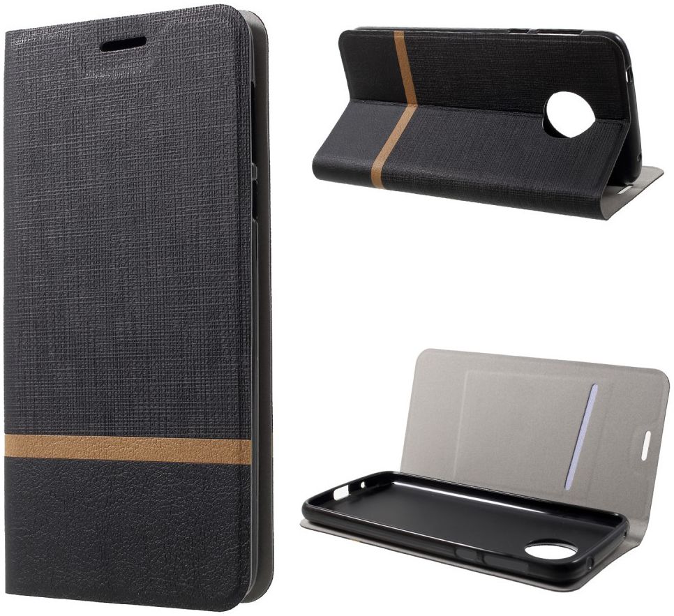 Motorola Moto G6 Play Cross Pattern Wallet Hoesje Hoesje Zwart afbeelding 2