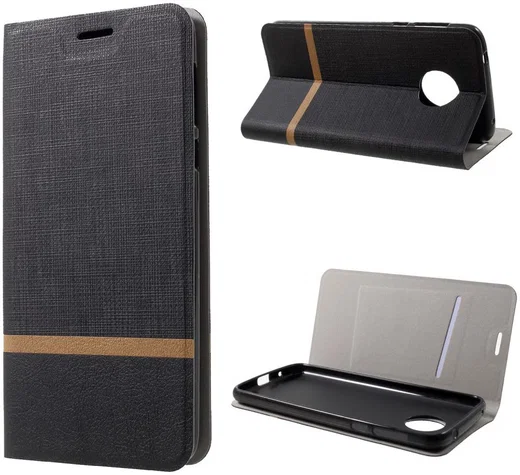 Motorola Moto G6 Play Cross Pattern Wallet Hoesje Hoesje Zwart afbeelding 2