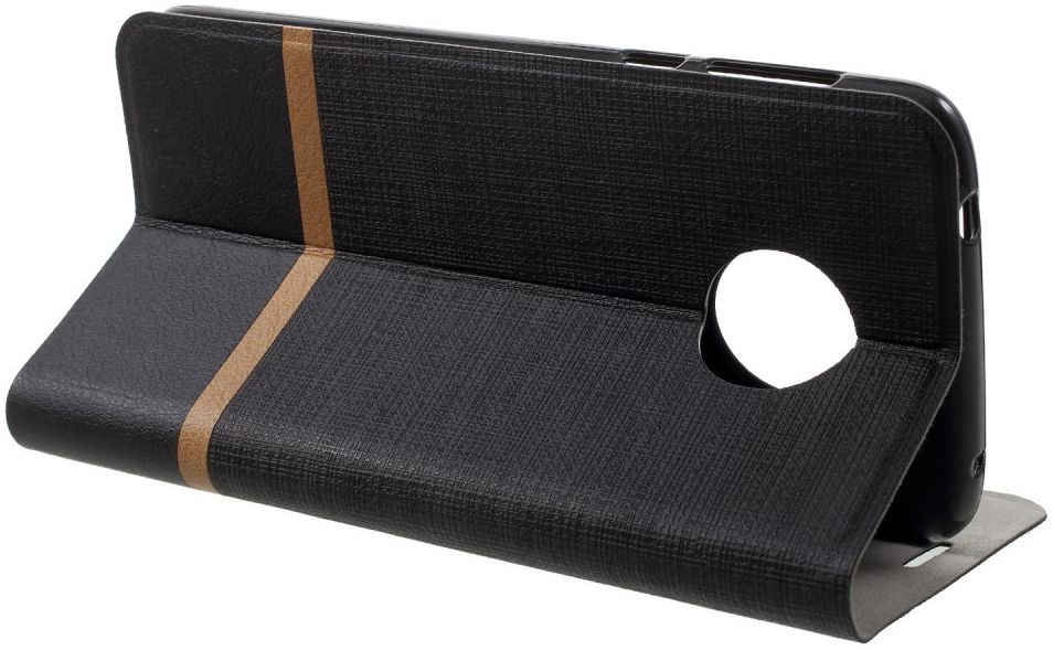 Motorola Moto G6 Play Cross Pattern Wallet Hoesje Hoesje Zwart afbeelding 4