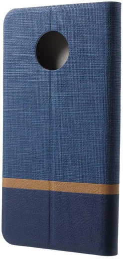 Motorola Moto G6 Play Cross Pattern Wallet Hoesje Hoesje Blue afbeelding 2