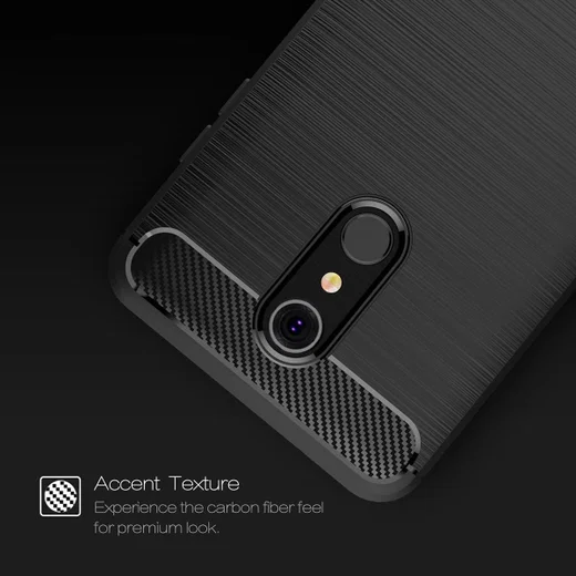 LG K11 Geborsteld TPU Hoesje Zwart afbeelding 2