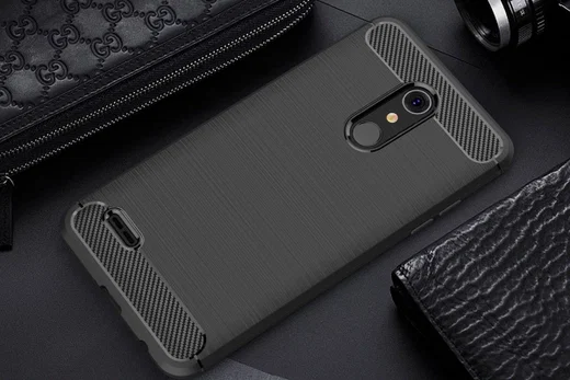 LG K11 Geborsteld TPU Hoesje Zwart afbeelding 4