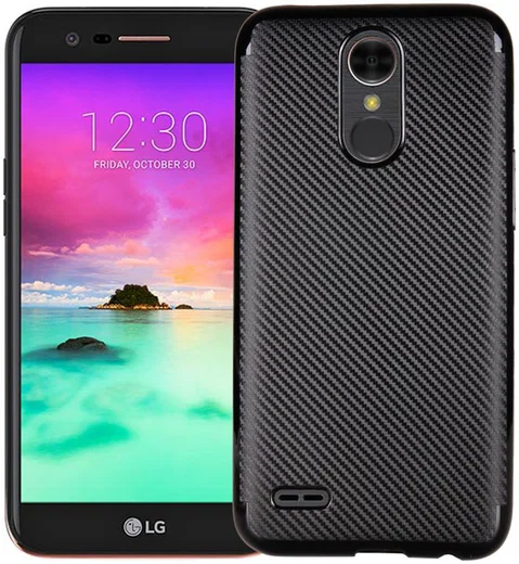 LG K10 2017 TPU Hoesje Carbon Zwart afbeelding 1