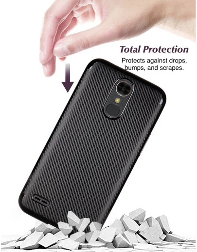 LG K10 2017 TPU Hoesje Carbon Zwart afbeelding 4