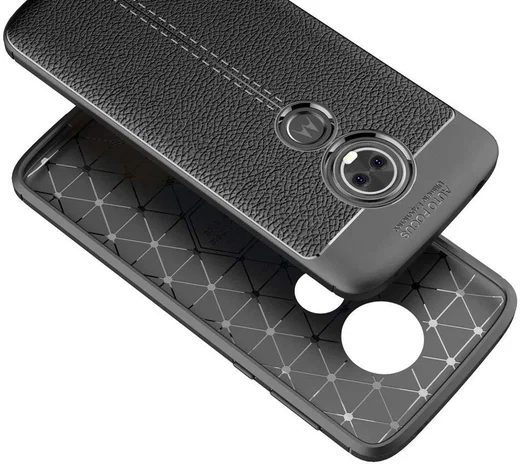 Motorola Moto E5 Hoesje TPU met Lederen Textuur Zwart afbeelding 12