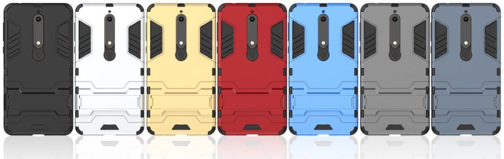 Nokia 6 (2018) Hybride Hoesje met Kickstand Zwart afbeelding 9