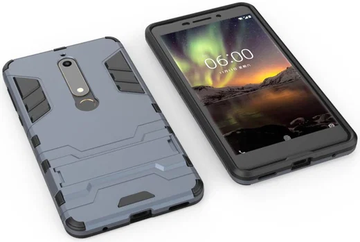 Nokia 6 (2018) Hybride Hoesje met Kickstand Blauw afbeelding 3