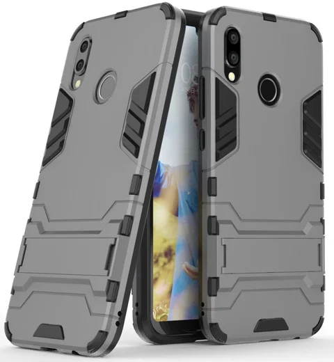 Huawei P20 Lite Hybride Hoesje met Standaard Grijs afbeelding 4