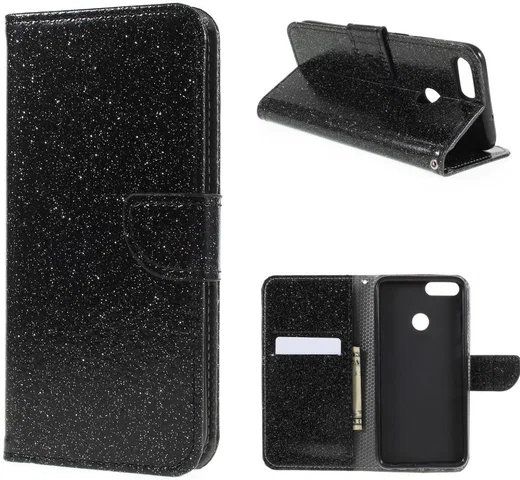 Huawei P Smart Bookcase Glitter Zwart afbeelding 1