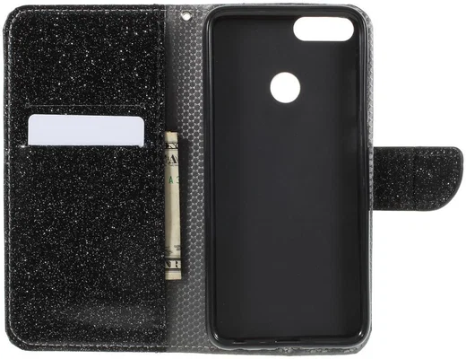 Huawei P Smart Bookcase Glitter Zwart afbeelding 3