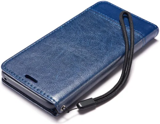 Samsung Galaxy S9 Lederen Portemonnee Hoesje met Lanyard Blauw afbeelding 12